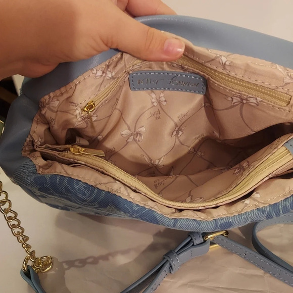 NWT Betsey Johnson Blue Denim Floral Xoleeroy Shoulder/Crossbody Purse - Picture 7 of 11